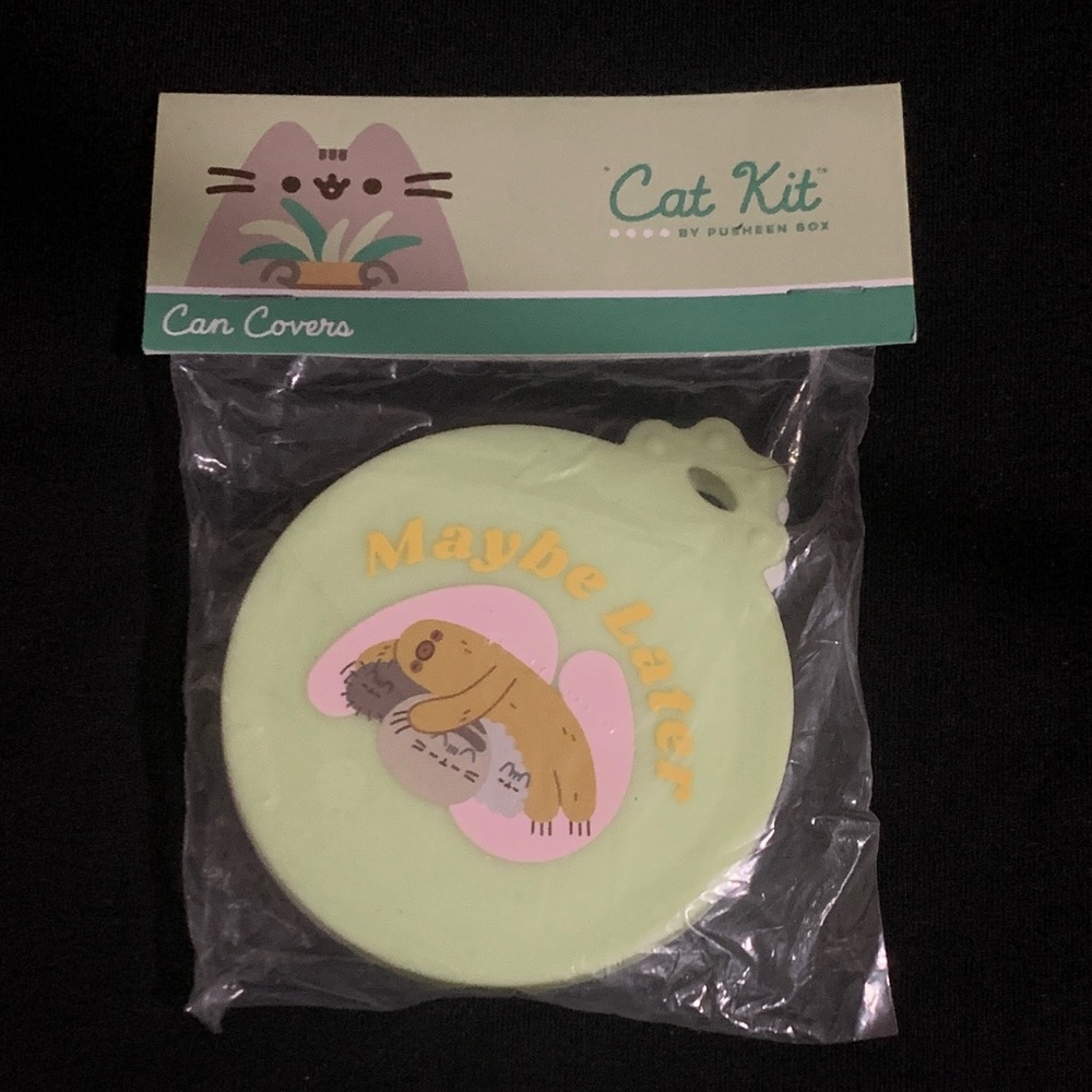 NWT Pusheen Cat Kit Cat Food Can Covers Maybe Later Sloth